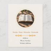 Wekelijkse preek zondagsdienst aankondigingen kerk flyer (Achterkant)