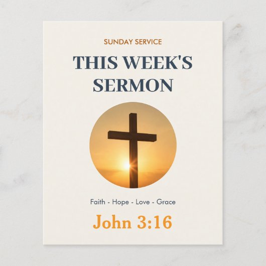 Wekelijkse preek zondagsdienst aankondigingen kerk flyer (Voorkant)