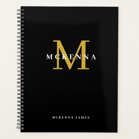 Wekelijkse Professionele Maandelijkse Zwart Goud Z Planner (Voorkant)