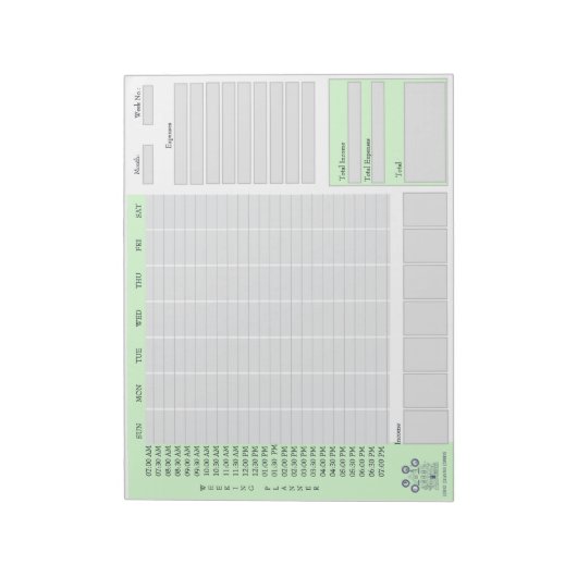 Wekelijkse schoonmaak planner | onkostenvolgster notitieblok (Linkerzijde)