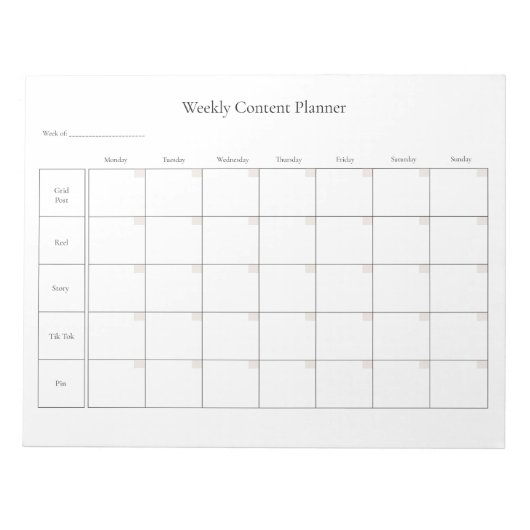  wekelijkse social media content planner notitieblok (Voorkant)