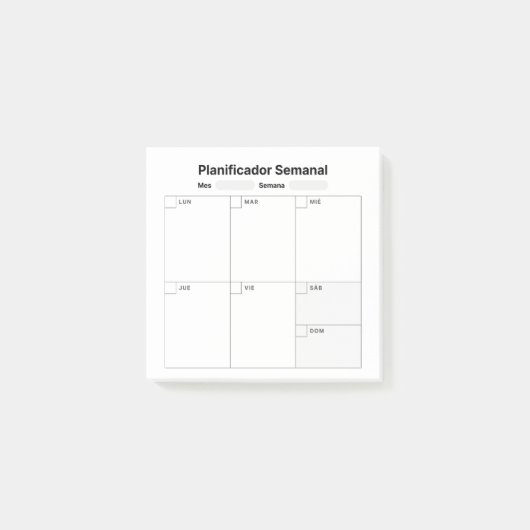Wekelijkse studieplanner (in het Spaans) Post-it® Notes (Voorkant)