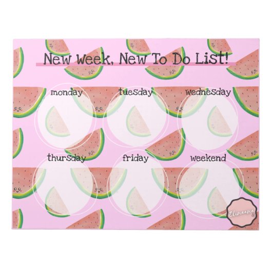 Wekelijkse Takenlijst, Kawaii Watermeloenschijf Notitieblok (Voorkant)
