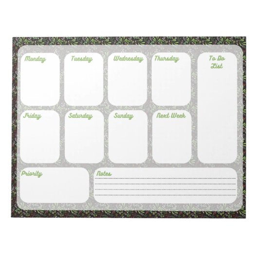 Wekelijkse takenlijst planner notitieblok (Voorkant)