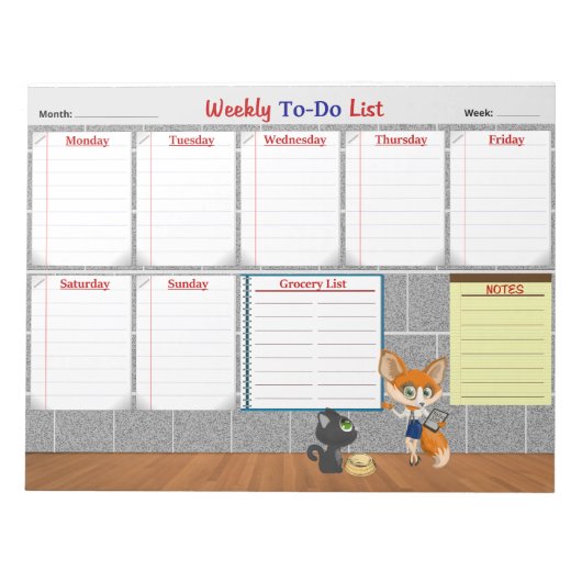 Wekelijkse takenlijstplanner notitieblok (Voorkant)