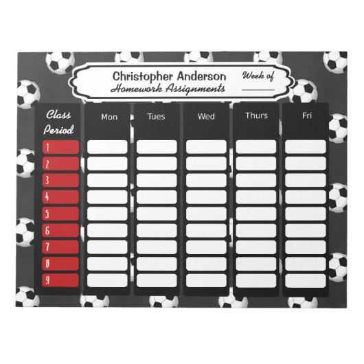 Wekelijkse toewijzing voetbal Notitieblok thuiswer (Voorkant)