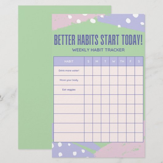 Wekelijkse Tracker Briefpapier (Voorkant / Achterkant)