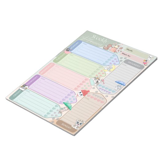 Wekelijkse verkuttenkat Kitten Multicolf Notitieblok (Schuin)