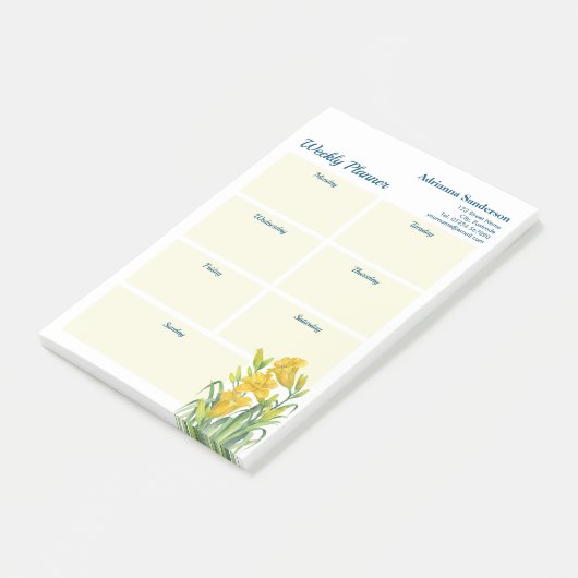 Wekelijkse Waterverf gele daggele ontwerp Post-it® Notes (Schuin)