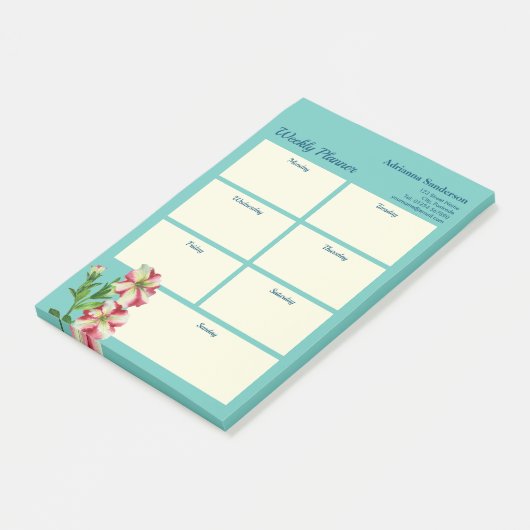 Wekelijkse Waterverf roze en witte holte Post-it® Notes (Schuin)