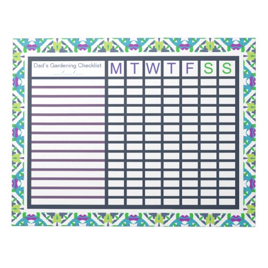 Wekelijkse weekrooster voor tuinbouw notitieblok (Voorkant)