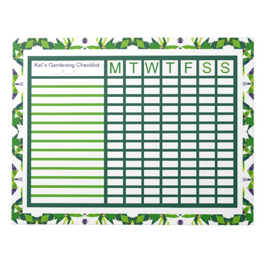 Wekelijkse weekrooster voor tuinbouw notitieblok (Voorkant)