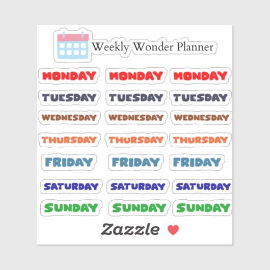 Wekelijkse Wonder Planner Sticker (Vel)
