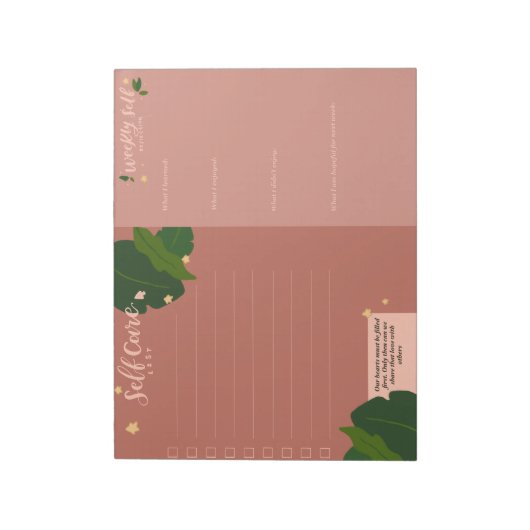 Wekelijkse zelfzorg notitieblok (Linkerzijde)