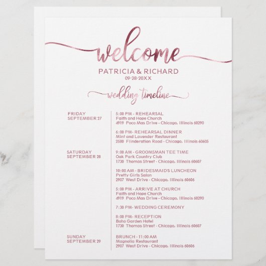 Wekend-verbinding eenvoudige grafische tijdlijn vo (Voorkant / Achterkant)