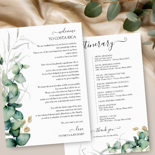 Wekend Wedding Itinerary Greenery EucalyptuS
