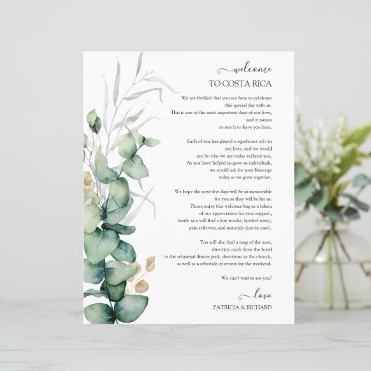 Wekend Wedding Itinerary Greenery EucalyptuS (Staand voorkant)