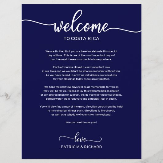 Wekend-weiddag welkomstreisdag blauw (Voorkant)