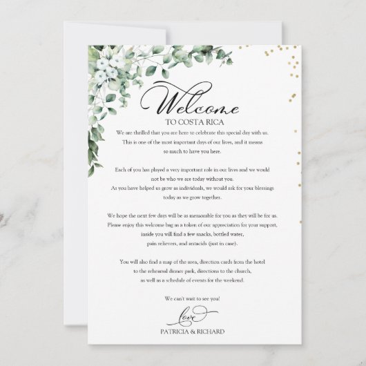 Wekendbruiloft reisroute voor gasten Greenery Kaart (Voorkant)