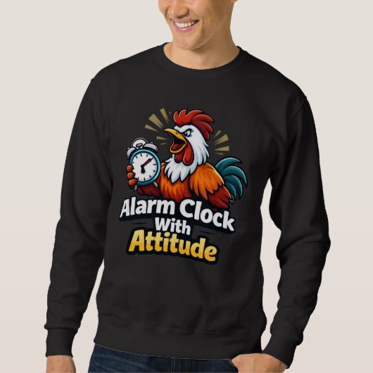 Wekker met een attitude, grap over een ketel. trui (Voorkant)