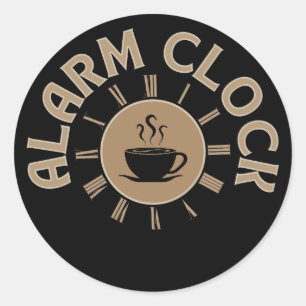 WEKKER RETRO OCHTEND KOFFIE LIEFHEBBER RONDE STICKER