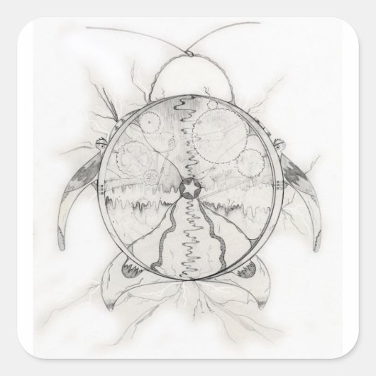 Wekker Tijdmachine Vierkante Sticker (Voorkant)