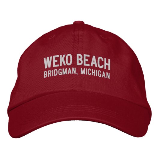 Weko Beach Michigan Geborduurde Hoed Pet (Voorkant)