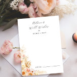 Wel wensen en advies Kaart Peach, Cream Floral<br><div class="desc">Deze elegante wens- en advieskaart is perfect voor perzik- en crèmekleurige bloemenevenementen. Ideaal voor elk evenement, kunt u de tekst personaliseren voor bruiloften, recepties, douches of afstuderen, het toevoegen van de bruid en bruidegom namen, of de bruid-to-be of afstuderen namen. Het kan ook worden gebruikt als gastenboek alternatief. Ontwerp met...</div>