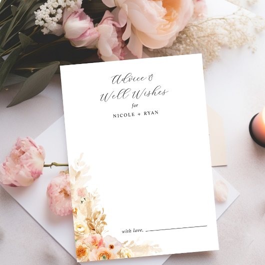 Wel wensen en advies Kaart Peach, Cream Floral