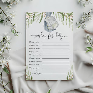 Wel wensen voor baby geslachtsneutrale olifantenka kaart