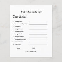 Wel wensen voor het baby Baby shower spel