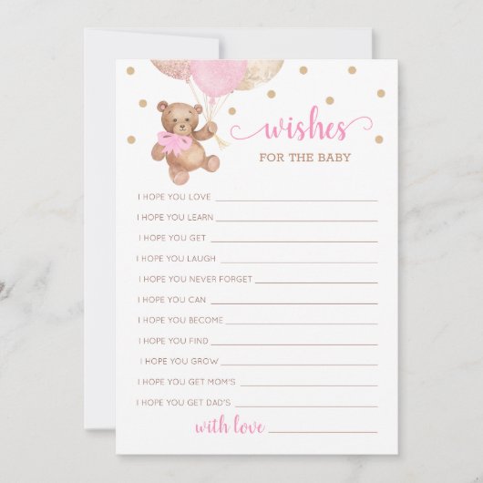Wel wensen voor het Baby shower Teddybeer Kaart (Voorkant)