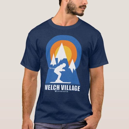 Welch Village Ski Sunset Retro T-shirt (Voorkant)