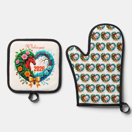 Welcome 2026 ovenwant & pannenlap set (Voorkant)