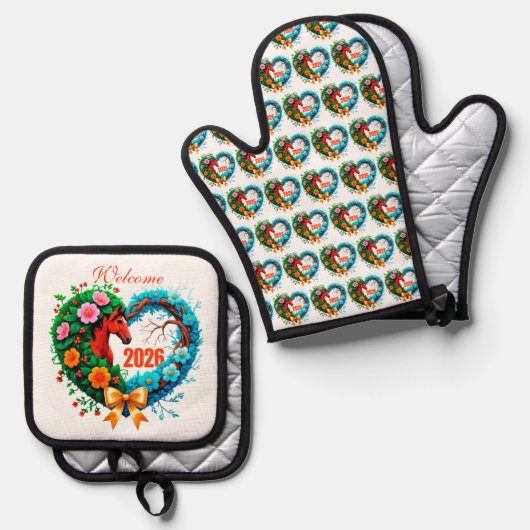 Welcome 2026 ovenwant & pannenlap set (Voorkant / Achterkant)