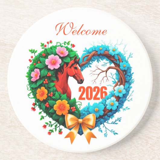 Welcome 2026 zandsteen onderzetter (Voorkant)