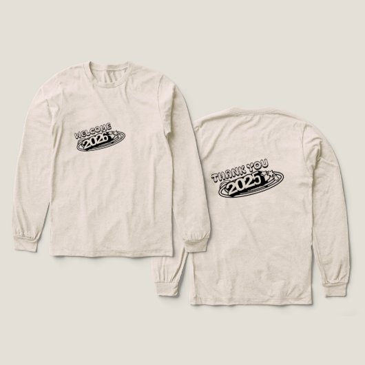 Welcome 2026Thank You 2025 Long Sleeve customiza|  Tri-Blend Shirt (Voorkant /achterkant)