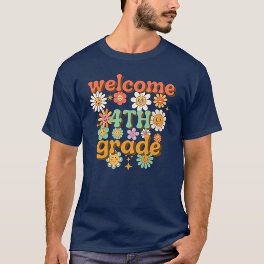 WELCOME 4TH GRADE  BACK TO SCHOOL FIRST DAY SCHOOL T-SHIRT (Voorkant)