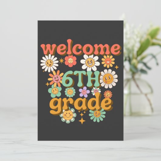 welcome 6th grade, first day of school, welcome kaart (Staand voorkant)