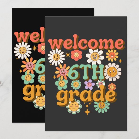 welcome 6th grade, first day of school, welcome kaart (Voorkant / Achterkant)