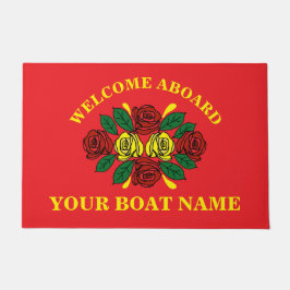 Welcome Aboard Custom Boat Name Red Deurmat