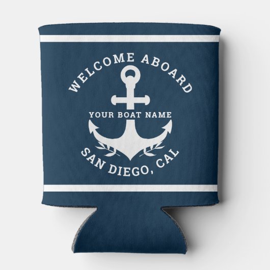 Welcome Aboard Nautica Blue Blikjeskoeler (Achterkant)