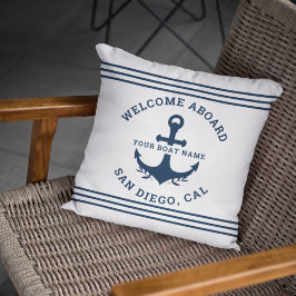 Welcome Aboard Nautica White Kussen