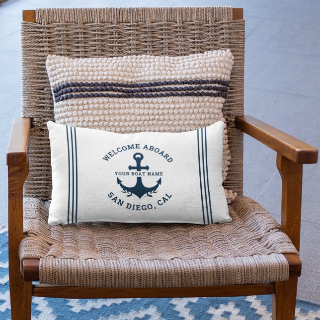 Welcome Aboard Nautica White Kussen (Creator heeft geüpload)