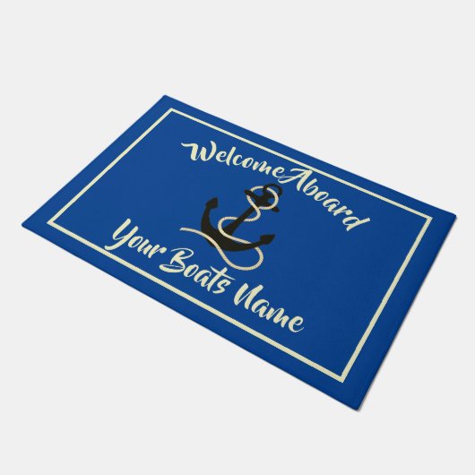Welcome aboard nautical ships name anchor doormat deurmat (Schuin)