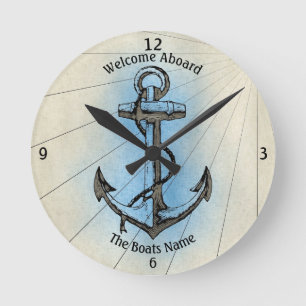 Welcome Aboard Your Boat's Name Anchor  Ronde Klok