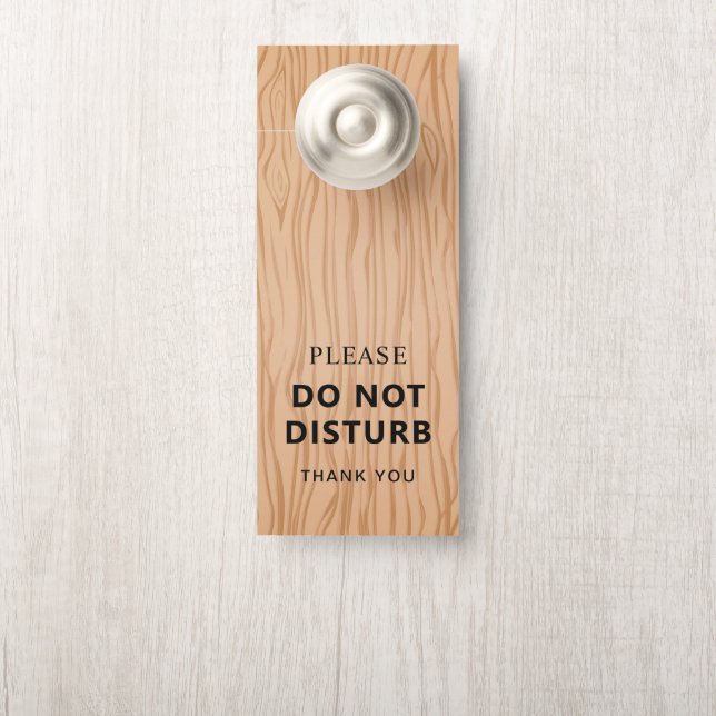 Welcome and Do Not Disturb Wood Pattern Deurhanger (Op knop)