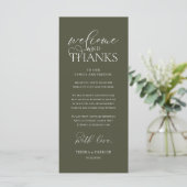 "Welcome and Thanks" Classy Reception Guest Card Programmakaart (Staand voorkant)