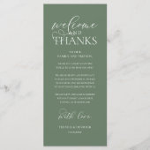 "Welcome and Thanks" Classy Reception Guest Card Programmakaart (Voorkant)