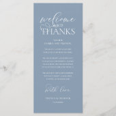 "Welcome and Thanks" Classy Reception Guest Card Programmakaart (Voorkant)